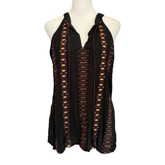 Free Generation Los Angeles Women Black Sleeveless Blouse M Embroidered - Picture 1 of 9